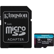 Kingston Canvas Go! Plus microSDXC 64GB + SD adapter memóriakártya