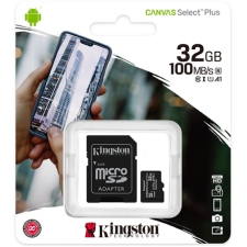 Kingston Kingston 32GB Canvas Select Plus Class 10 UHS-1 microSDHC memóriakártya memóriakártya