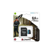 Kingston Memóriakártya, microSDXC, 64GB, C10/UHS-I/U3/V30/A2, adapter, KINGSTON &quot;Canvas Go! Plus&quot; memóriakártya