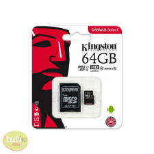Kingston MicroSDXC 64GB memóriakártya, Class10, UHS-1, 80MB/s+Adapter (PNI-KIMSDXC64) memóriakártya