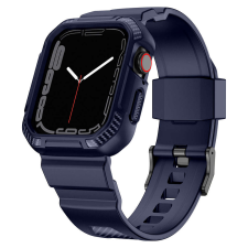 KINGXBAR CYF537 2in1 tok és csereszíj Apple Watch SE, 9, 8, 7, 6, 5, 4, 3, 2, 1 (45, 44, 42 mm) kék okosóra kellék