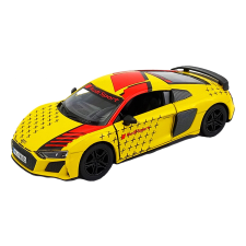 Kinsmart fém modell, 2020 Audi R8 Coupe Livery Edition, sárga, 12 cm makett