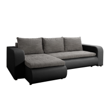  Kinyitható ülőgarnitúra, fekete/szürke, balos, BURAN ROH bútor