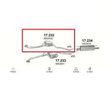 Kipufogó dob, közép, Opel Omega B 2.5/3.0, 1994-2003 kipufogó alkatrész