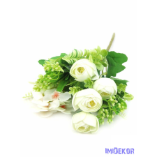 Kis boglárka csokor díszítőkkel 29 cm 100 - Törtfehér dekoráció