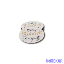 Kis ovális 5db/csomag 4x6cm - Békés Boldog Karácsonyt fehér dekorációs kellék