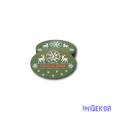 Kis ovális 5db/csomag 4x6cm - Boldog Karácsonyt zöld-piros dekorációs kellék