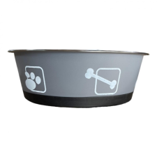  Kisállat rozsdamentes fém tál műanyag burkolattal-L - Szürke kutyatál