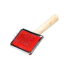  Kisállat szőrápoló kefe fa nyéllel-12x6cm macskafésű