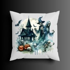 Kísértetház szellemekkel mintás párna halloweenre lakástextília