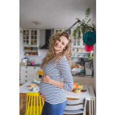 Kismama és szoptató blúz Milk Shirt milk & love fehér és kék csíkok kismama ruha