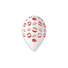 KISS 30 cm-es kiss csókos száj fehér gumi léggömb - 10 db / csomag party kellék