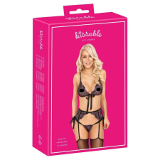Kissable - pink-lila hímzéses melltartó szett (fekete) fehérnemű szett