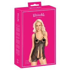  Kissable - szalagos, nyitott babydoll (fekete), L/XL babydoll