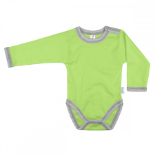 Kivizöld-melírszürke hosszú ujjú baba body kombidressz, body