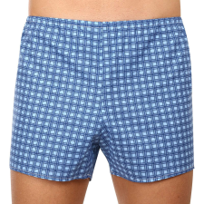 Klasszikus férfi bő szárú boxeralsók Foltýn kék kockás nagyméretű (KN78) 6XL férfi alsó