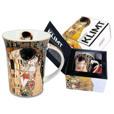 Klimt porcelán bögre díszdobozban 350 ml - The Kiss fekete háttér - CARMANI bögrék, csészék