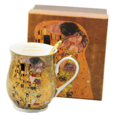 Klimt porcelán bögre kanállal - 350 ml - The Kiss bögrék, csészék