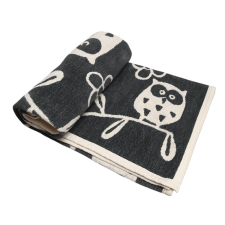 Klippan Biopamut gyermekpléd 90x10 cm - Szürke Bagoly babaágynemű, babapléd