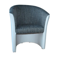  Klub fotel, fehér textilbőr / szürke szövet, CUBA bútor