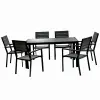  KLUGMEISTER KJT2056 terasz/kerti bútor szett, acél szerkezet, asztal + 6 db HDPE szék, szürke színű