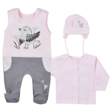 KOALA 3-részes pamut együttes Koala Birdy rózsaszín babaruha szett