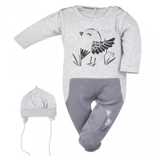 KOALA 3-részes pamut együttes Koala Birdy szürke babaruha szett