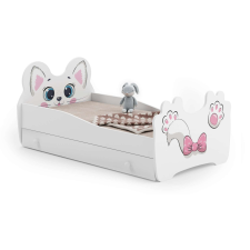 Kobi Animals Ifjúsági ágy ágyneműtartóval - Cica #fehér-rózsaszín - Többféle méretben gyermekbútor