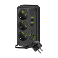 Kobi LINEA PRO hosszabbító kábel 3x230V 5m földelés, kapcsoló és 5xUSB fekete hosszabbító, elosztó
