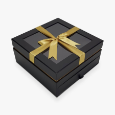  Kocka alakú papír doboz arany masnis fekete dekorálható tárgy
