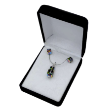  Kockák- Swarovski kristályos nemesacél ékszerszett - zöldes ékszer szett