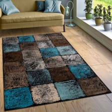  Kockás szőnyeg - türkiz és barna 80x150 cm lakástextília