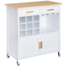  Kocsi polcokkal és szekrényekkel MDF / fém, 76x40x88 cm, fehér bútor