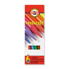KOH-I-NOOR Színes ceruza készlet, henger alakú, famentes, KOH-I-NOOR "Progresso 8755/6", 6 különböző szín színes ceruza