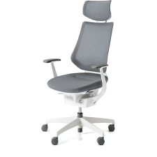 KOKUYO ING Glider 360° bílá kostra, šedá síťovina, s podhlavníkem forgószék