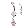  Köldök piercing lelógó kövekkel (pink)