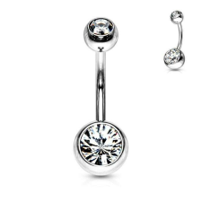 Köldök piercing orvosi fémből 8mm! (crystal kővel) testékszer