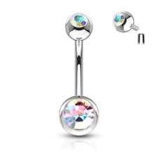 Köldök piercing orvosi fémből (crystal ab kővel) testékszer
