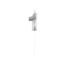 Kolibri Játék 1-es elegáns számgyertya - EZÜST party kellék