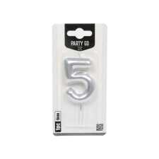 Kolibri Játék 5-s szám gyertya EZÜST 6 cm party kellék