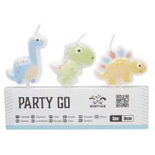 Kolibri Játék Gyertya szett, 3 db-os, dino, 8 cm party kellék