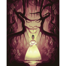 Komar Disney Tiana Dr. Facilier falikép 40 cm x 50 cm sárga grafika, keretezett kép