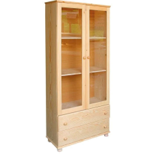 Komforttéka Janó - Fenyő Vitrin - 2 Fiók - Üveg bútor