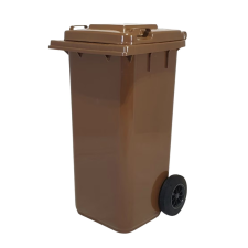 Kommunális hulladéktároló kerékkel, Barna 120L szemetes