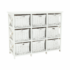  Komód, fa/vesszőfonás/szövet, fehér, RAFAELLO 9 bútor