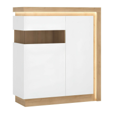  Komód LYOV04L, tölgy riviera/fehér extra magasfényű, LEONARDO bútor