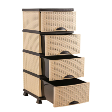  Komód Rattan hatású 4fiókos Bézs/barna bútor