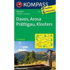 Kompass 113. Davos turista térkép Kompass 1:50 000 térkép