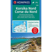 Kompass 2250. Észak-Korzika turista térkép Kompass, Korsika Nord térkép szett, 3 részes 1:50e térkép
