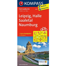 Kompass 3075. Leipzig, Halle/Saale, Naumburg kerékpáros térkép 1:70 000 Fahrradkarten térkép
